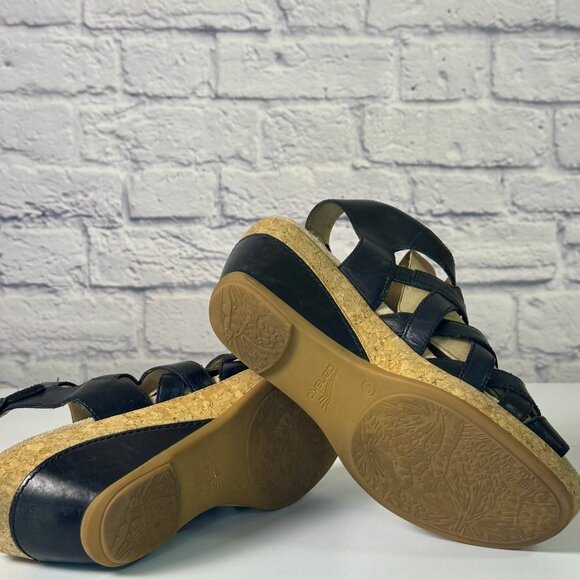 Dansko Cecily Black Leather Wedge Sandals – Size 40 (US 9.5-10) - Picture 5 of 7